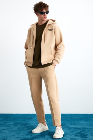 Calças de treino em algodão biológico - Bege-claro