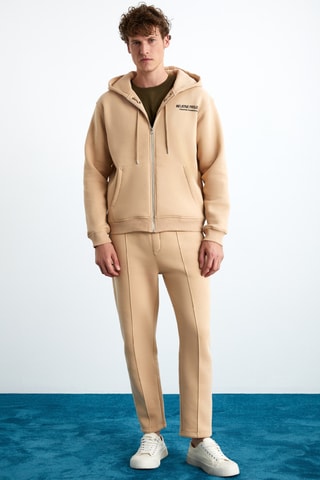 Calças de treino em algodão biológico - Bege-claro