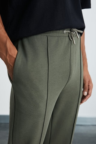 Calças regular em algodão biológico - Caqui