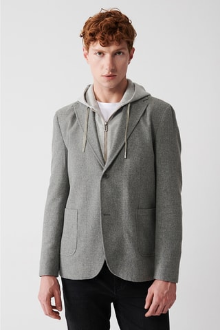 Casaco de lã - Cinzento-claro