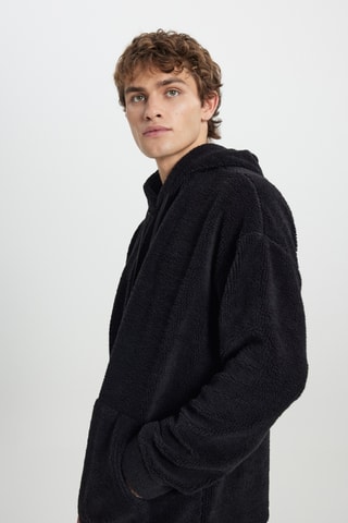 Sweat polaire à capuche - Noir