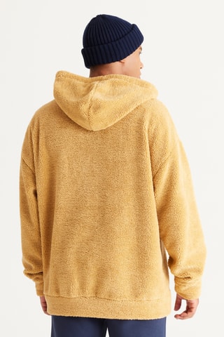 Sweat polaire à capuche - Moutarde