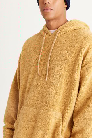 Sweat polaire à capuche - Moutarde