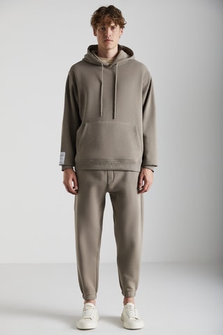 Sweat à capuche et pantalon oversize en coton biologique - Taupe