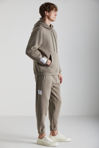 Sweat à capuche et pantalon oversize en coton biologique - Taupe