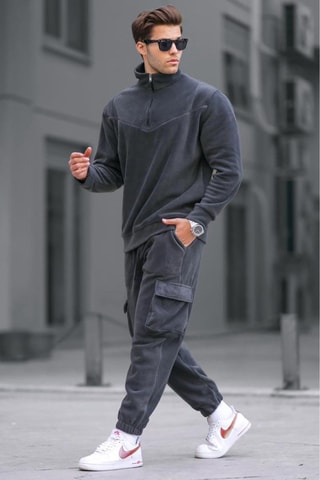 Sweat et pantalon regular polaires - Anthracite