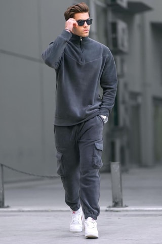 Sweat et pantalon regular polaires - Anthracite