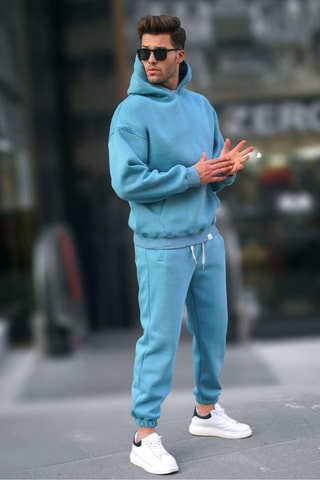 Sweat à capuche et pantalon regular - Bleu clair