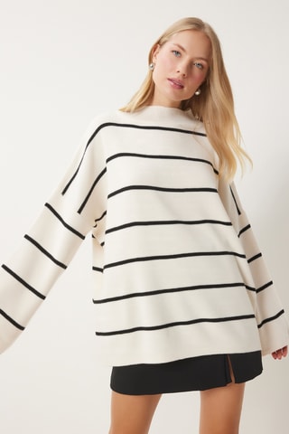Pull en laine - Ecru et noir