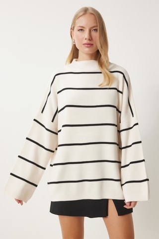 Pull en laine - Ecru et noir