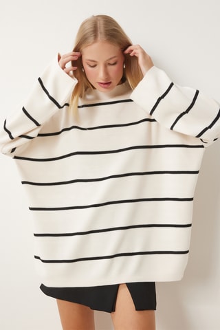 Pull en laine - Ecru et noir