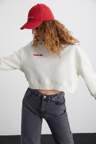 Sweat court en coton biologique - Ecru