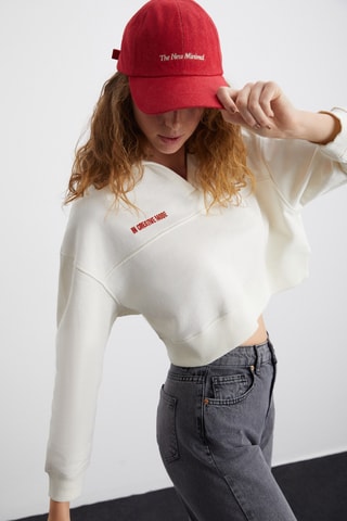 Sweat court en coton biologique - Ecru