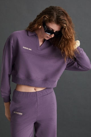 Sweat court en coton biologique - Violet