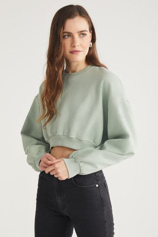 Sweat court en coton biologique - Vert d’eau