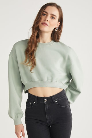 Sweat court en coton biologique - Vert d’eau