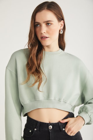 Sweat court en coton biologique - Vert d’eau