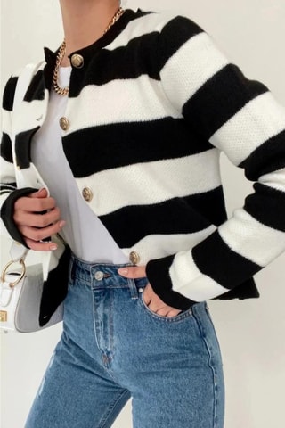 Casaco de malha - Preto e branco
