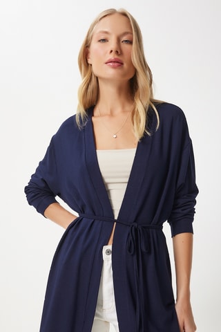 Casaco comprido - Azul-marinho