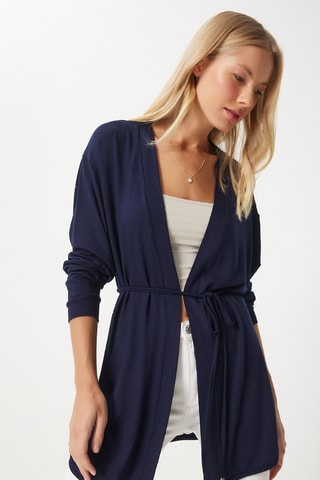 Casaco comprido - Azul-marinho