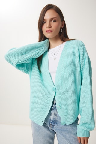 Casaco de malha oversize - Verde-água