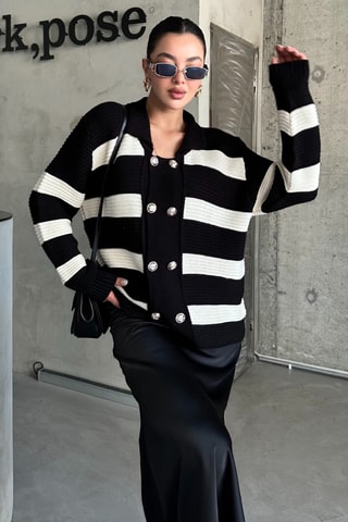 Casaco de malha - Preto e branco