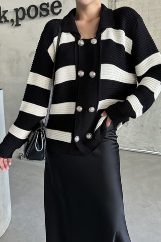 Casaco de malha - Preto e branco