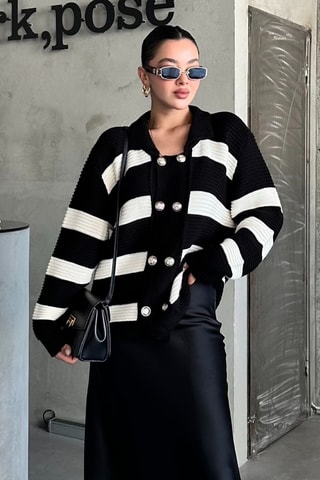 Casaco de malha - Preto e branco