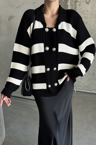 Casaco de malha - Preto e branco