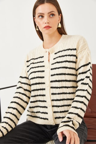 Casaco de malha - Bege e preto