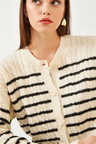 Casaco de malha - Bege e preto