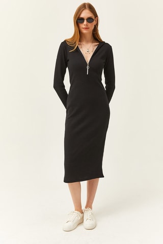 Robe pull à capuche - Noir