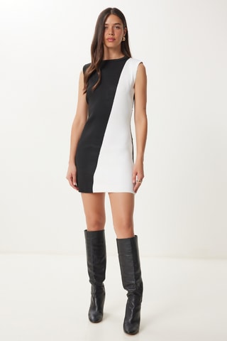 Vestido direito - Preto e branco