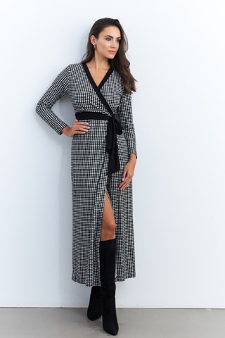 Robe portefeuille - Noir et écru