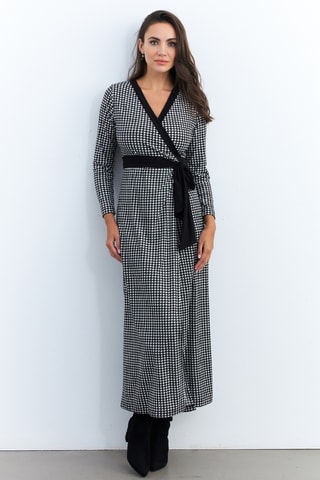 Robe portefeuille - Noir et écru