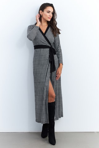 Robe portefeuille - Noir et écru