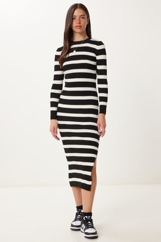 Vestido justo - Preto e branco