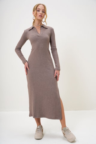 Vestido-camisola - Castanho