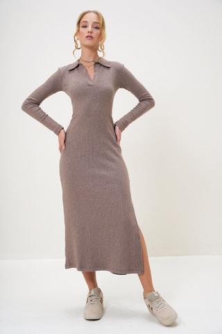 Vestido-camisola - Castanho