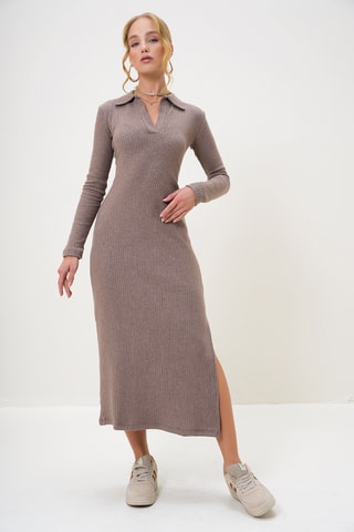 Vestido-camisola - Castanho