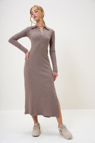 Vestido-camisola - Castanho