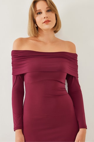 Vestido justo - Bordô