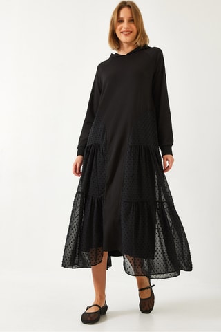 Robe patineuse à capuche - Noir