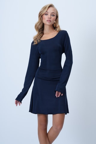 Vestido estilo patinadora - Azul-marinho