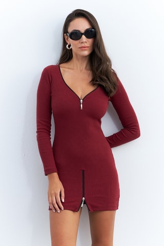 Vestido justo - Bordô