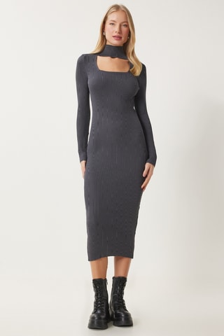 Vestido-camisola - Cinzento-escuro