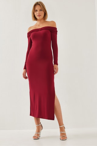 Vestido justo - Bordô