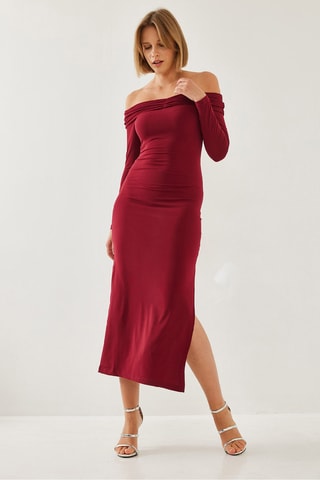 Vestido justo - Bordô