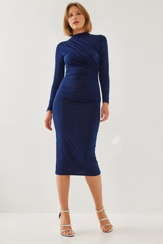 Vestido justo - Azul-marinho