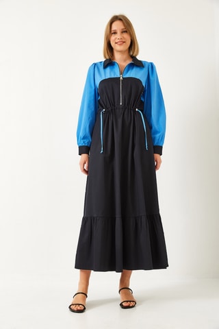 Robe longue - Bleu électrique et noir